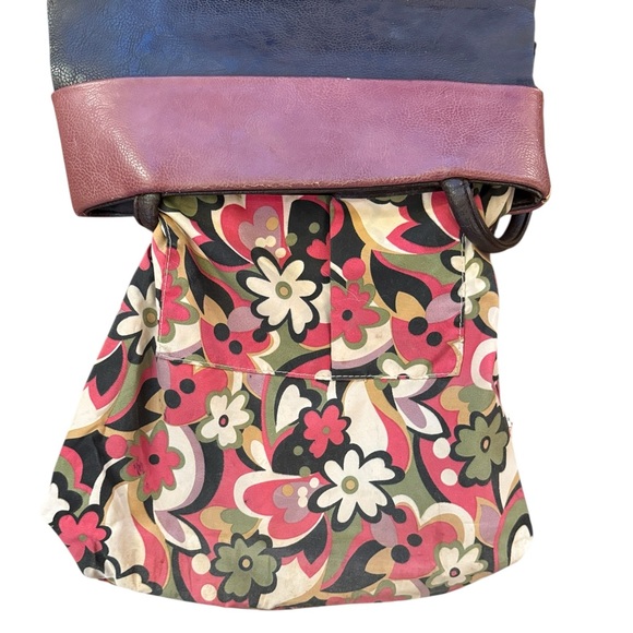 ESPE Vegan Leather Tiered Boho Shoulder Tote Bag Flower Charm Brown/Pink Retro - Picture 14 of 16